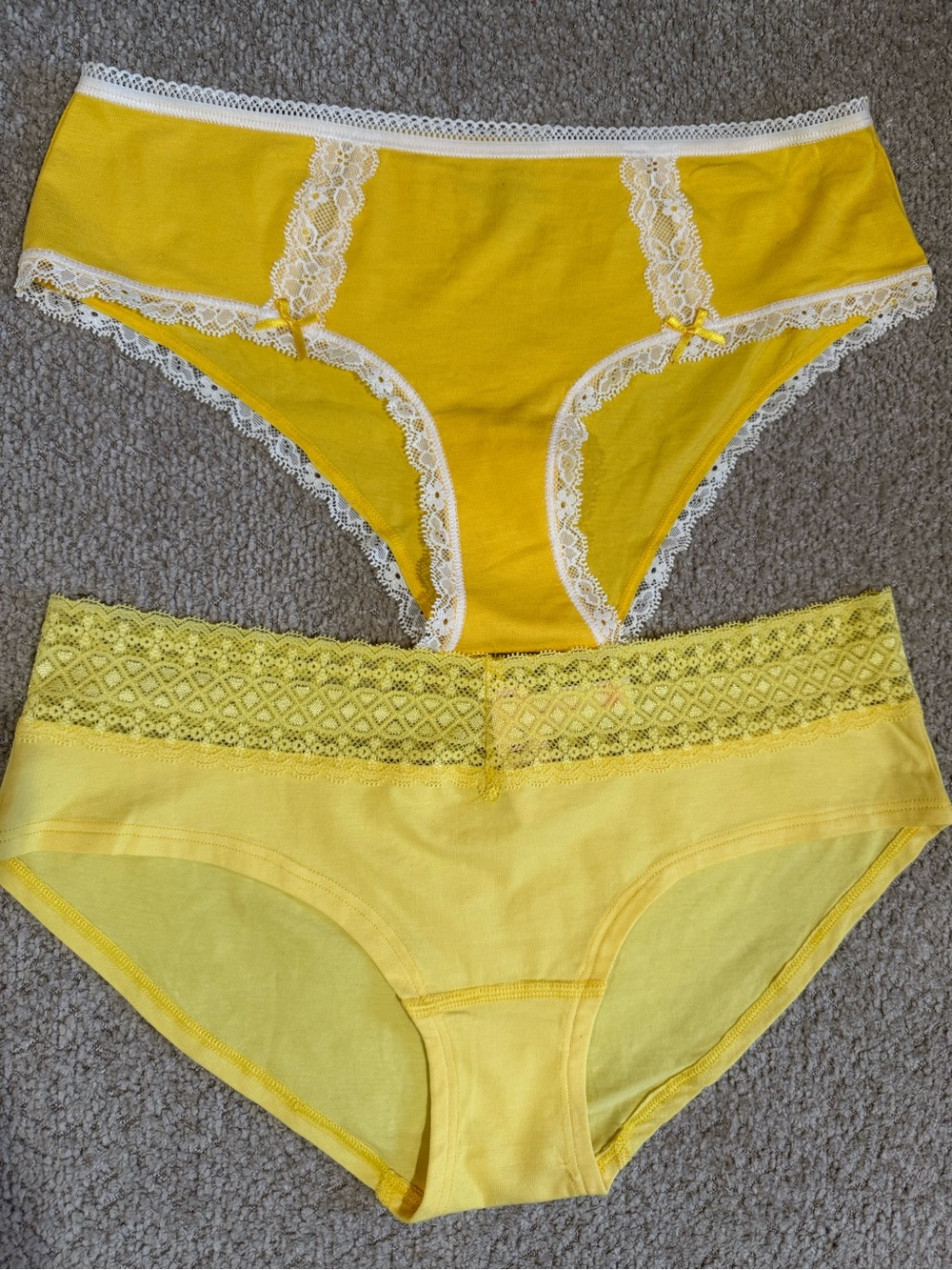 Yellow Lace Trim High-Waist Panty Pair - Picture 2 of 8